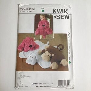Kwik Sew Child’s PILLOWS BLANKETS Sewing Pattern Dog Monkey 2006 FF UNCUT NEW